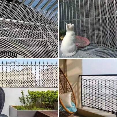 1卷PE阳台防护网，适用于猫狗，可用作家用阳台防护网、可重复使用的柔性家禽围栏、花园防护网、草坪播种围栏、高尔夫球场防护网、蔬菜防护网，具有防坠落功能，易于安装、拆卸、卷起和存放，随时可作为礼物赠送。