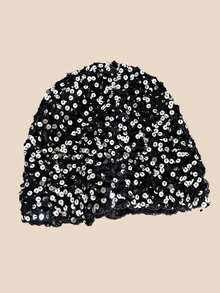 Mũ xô đính sequin kiểu INS dành cho nữ, mũ xô đan rỗng. - A - Xem 5