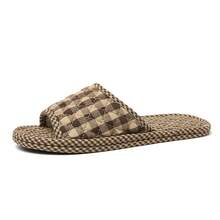 Pantuflas casuales para hombres, pantuflas ligeras de tela antideslizantes para el dormitorio - Marrón - Ver 7