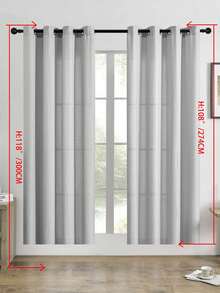 1pc/2pcs Linen Look Sheer Curtains Faux Linen Textured Semi Sheer Window Curtain Panels For Living Room Bedroom,Faux Linen Sheer Curtains Light Filtering Textured Linen Blended Curtain Drapes For Home Decor - Grey - View 26
