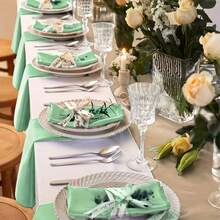 8/16 servilletas de satén - Servilletas cuadradas de poliéster suaves y lujosas de 17*17 pulgadas, elegante verde, adecuadas para bodas, fiestas de Navidad y decoración de cenas formales, refinado ajuste de mesa, textura suave - Blanco - Ver 4