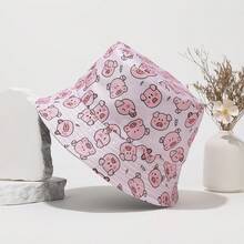 1顶可爱小猪图案渔夫帽，男女通用沙滩户外时尚遮阳帽，夏季头饰渔夫帽 - 小豬 - 查看 2