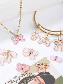10 件装粉色蝴蝶结吊坠套装，蝴蝶结饰品制作配件，DIY 手链项链耳环工艺品材料，手链制作套装，DIY 手工艺品，钥匙扣 - 蝴蝶結吊飾套裝 - 查看 6