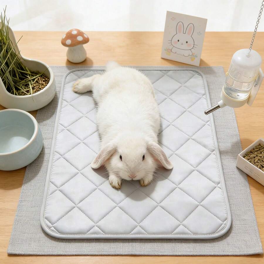 1pc Summer Icy Silk Pet Cooling Mat, Quilted Rest Mat And Sleeping Bed Suitable For Rabbits, Breathable Cool Nest Accessory For Small Pets - View 1