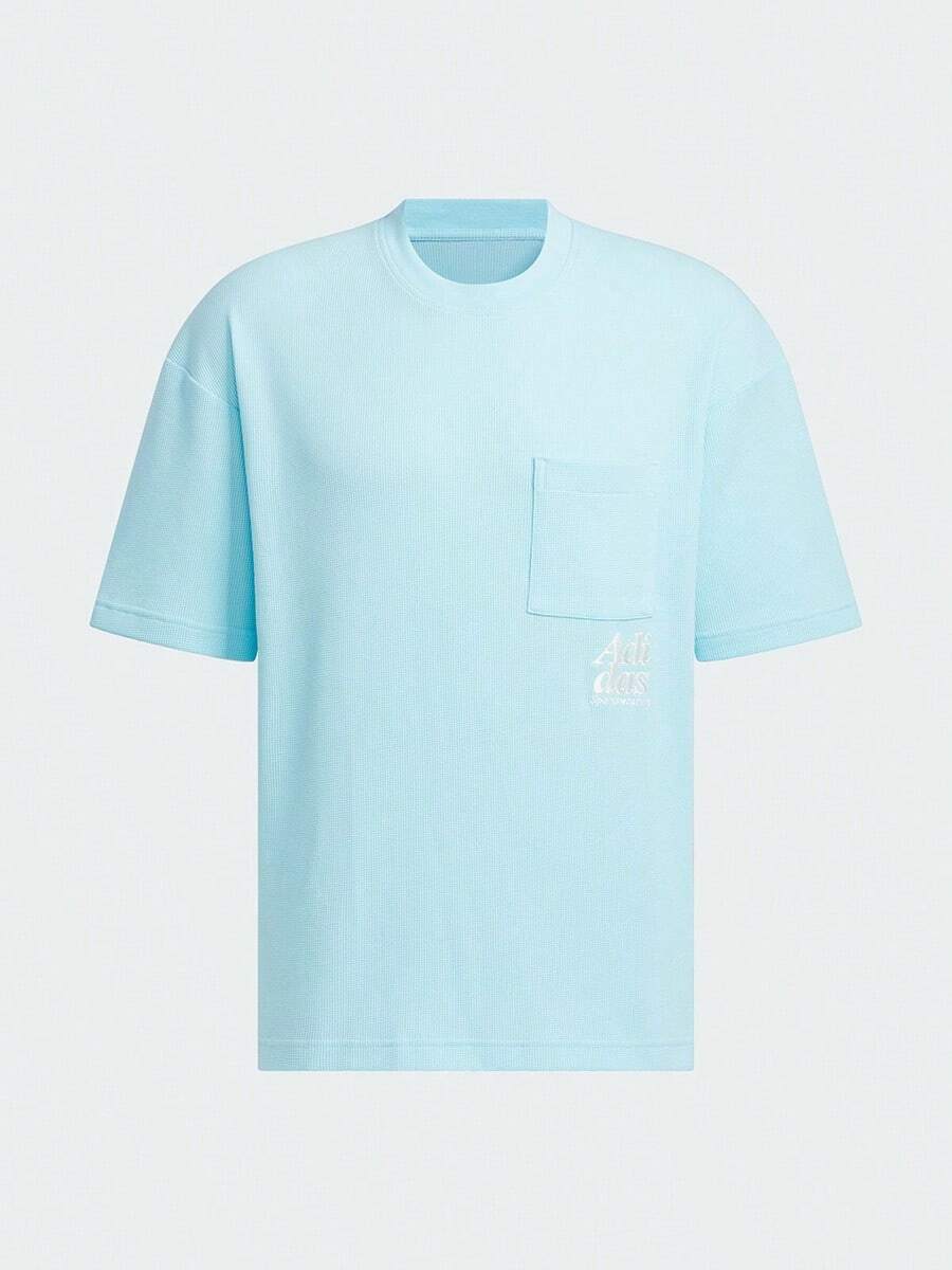Adidas Men's Casual Loose Comfortable Round Neck Short Sleeve T-Shirt JI6863, Summer - Blue - View 1
