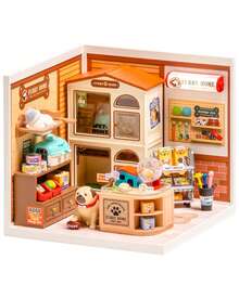 Robotime Cute Pet Shop DIY Mini House Set – Super Creative Series, With USB-C Lighting, Building Toy Kit, Home & Desktop Decoration Gift - DW027 - Xem 10