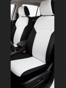 5pcs Car Seat Covers, Sandwich Mesh Fabric, Breathable & Ventilated, Soft & Comfortable, Elastic, Car Accessories, Women/Men Car Seat Covers, Car Decor, Black & White Patchwork, Suitable For All Seasons, Dust & Stain Resistant, Summer Exclusive Car Seat Covers - Multicolor - View 1