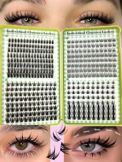 新款 32 排 512 簇混合睫毛簇，自然漫画风格睫毛，DIY 睫毛嫁接，可重复使用，自然睫毛