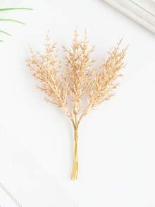 1束(6朵)人造植物，迷你蘆葦花束，DIY花環材料，新娘手腕花飾，胸花，頭飾，婚禮裝飾，家居裝飾，情人節禮物，新年禮物，糖果盒包裝，生日派對蛋糕裝飾材料，情人節禮物，畢業禮物 - 金色 - 查看 3