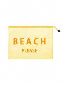 防水時尚沙灘包，印有「Beach Please」彩色圖案、棕櫚樹、海鳥、波浪圖案。大容量透明化妝包配尼龍拉鍊 - 輕量、春/夏收納，適用於游泳、沙灘、潛水和夏季度假、返校，輕量防曬收納包，適合朋友、家人、閨蜜、同學。完美的生日、節日、派對、婚禮（伴娘）禮物和紀念品，郵輪必備，夏季度假禮物 - 彩色 - 查看 18