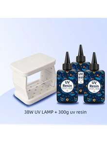 Nhựa UV có đèn UV - Bộ nhựa UV trong suốt dạng cứng được nâng cấp, bộ nhựa kèm đèn UV 38W dùng để làm đồ trang sức thủ công 100g/200g/300g - Trong sáng - Xem 10