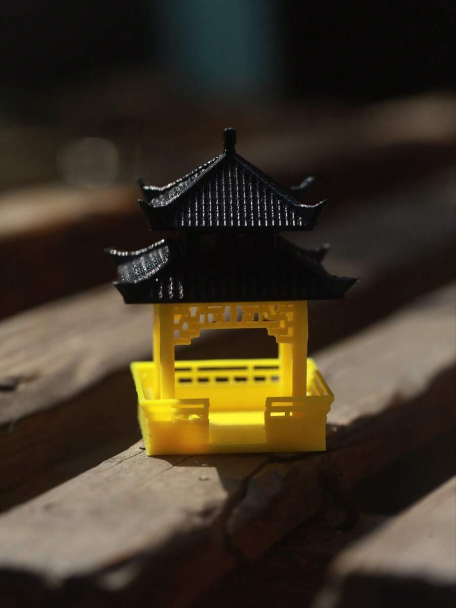 迷你3D打印中式亭阁摆件,复古东方建筑微缩模型,禅意花园盆景水族箱装饰,美观温馨的桌面摆件,DIY微景观仙境花园配件,传统中国文化收藏礼品,适用于家居、办公室、书架装饰 - 亭子 - 查看 1