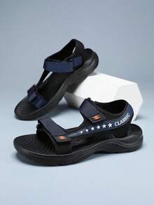 Neue atmungsaktive Herren Sandalen, Riemen Lässig Schuhe, Dicke Sohle weiche elastische Strandschuhe, rutschfeste strapazierfähige Herrenschuhe, verstellbare elastische Gartenschuhe, Große Größe 39-48 Wanderschuhe (asymmetrisches Muster) - Blau 980 - Übersicht 3