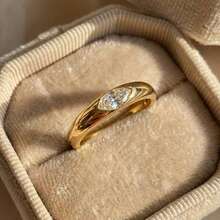 经典黄色、香槟色、紫色椭圆形几何情侣戒指，情人节珠宝礼物 - 白-黃 - 查看 10