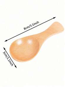 1/2pcs Wooden Short Handle Spoon Set, Suitable For Dessert, Ice Cream, Coffee, Tea, Milk Powder And Mini Jam - Multicolor - View 7