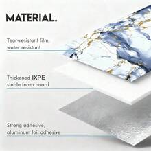 Brodark 10/50片装 30*30厘米仿大理石瓷砖图案自粘墙贴，蓝金/黑金/灰金/白金四种颜色可选，波西米亚现代风格设计，适用于客厅、卧室等多种场景，可自行安装，适用于全屋翻新，防水防潮，易撕易贴，经久耐用。 - 10/50片裝 - 查看 9