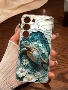 1个孵化蓝海龟与花朵图案软壳手机壳，兼容华为荣耀、Galaxy A04e/12/A13/A14/A34/A50/A52/A53/A54/S21/S22/S23/S24/S25/S25Ultra/S25FE/S26/S26 Plus/S26 Ultra/S26 Edge、6A/7A/8A、12T/13T/15T/15T Pro（国际版） - 無色 - 查看 7