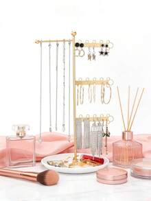 1pc Metal Jewelry Stand With Tray, For Storing And Displaying Necklaces, Earrings And Bracelets. Earring Display Rack, Suitable For Home Organization Or Jewelry Retail, Mother's Day Gift - Multicolor - View 9