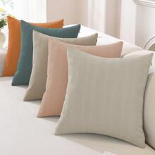 YSTYLE Chenille-Sofakissenbezüge, 40 x 40 cm, 2 Stück, weiche Kissenbezüge mit geprägter Streifenstruktur, dekorative und elegante Sofakissenbezüge für Wohnzimmer, Schlafzimmer - Khaki - Übersicht 7