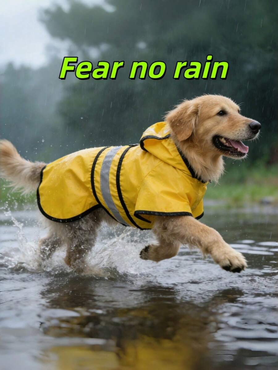 防水反光狗雨衣，附牽繩孔，透氣輕量寵物雨衣，可調節，適合小型、中型與大型犬，全天候戶外使用