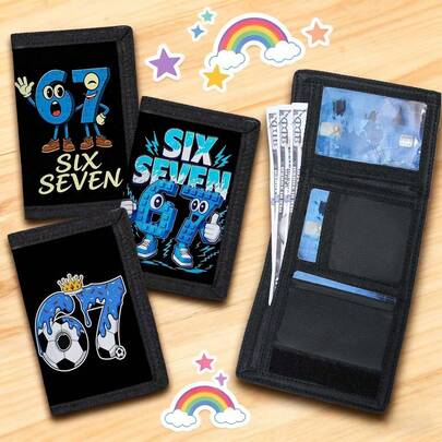 Multi-Functional Tri-Fold Wallet, Durable Fabric Wallet With Credit Card/ID Card/Cash Slots, Cute & Stylish Wallet With Coin Pouch And ID Window, Unisex Funny Print Wallet