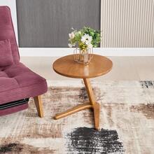 Modern Minimalist Round Wooden Table, Solid Wood Side Table, Sofa Side Table, Living Room Side Table That Slides Under The Sofa, TV Table For Small Spaces That Fits Over The Sofa. - Natural - View 8