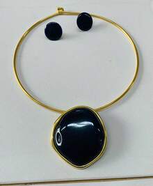 Gold-Plated Choker Set For Mother's Day - Be Beautiful Like A Jewel. - Navy Blue - View 1