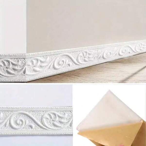 1 Rollo de 6cm x 25m Tira decorativa autoadhesiva para pared, papel tapiz de borde fácil de pegar, rasgar y pegar, adecuado para techos, esquinas de paredes, esquinas PVC, tiras decorativas DIY