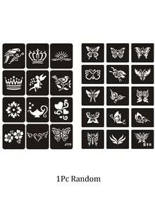 2pcs/1pc Reusable Hollow Butterfly Stencil & Various Pattern Temporary Tattoos, Suitable For DIY Glitter, Pearlescent Butterfly Stencil Tattoos, Party - Multicolor - View 10