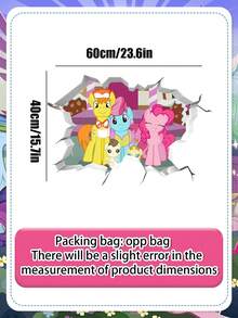 MY LITTLE PONY 破窗小马宝莉系列卧室房间3D动画卡通自粘防水海报贴纸装饰，涂鸦装饰破墙，卡通电影和动漫自粘贴纸可移除 - 多款 - 查看 3