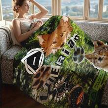 1PC Therian Delta Therian Symbol Flannel Throw Blanket 50"X60" (Multiple Sizes) - Vintage Collage Of Feline Animals, Mystical Botanical Elements & Pride Flag, Tapestry Wall Hanging, Alterhuman Identity Gift, Room Decor, Perfect For Sofa, Bed, Office -280gsm - multicolour 2 - 查看 3