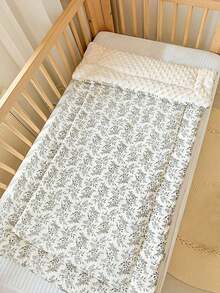 1pc Baby Crepe Fabric Mattress Pad, Soft Puff Fleece Cushion Mat, Nursery Bed Soft Pad, Children Bed Cotton Mattress, Reversible And Washable - Multicolor - View 13