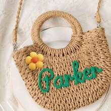 1pc Personalized Spring/Summer Fashion Straw Woven Bag, Handheld/Shoulder/Crossbody, Floral, Perfect For Party/Wedding/Bridesmaid Outfit, Gift For Her - Multicolor - View 47
