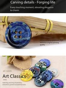 5pcs Round Buttons With Artistic Oil Painting Patterns, Suitable For Mixing Color Resin, Sewing On Jackets, Suits, Plush Toys, Handicrafts And DIY Creative Projects - 5pcs - View 8