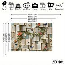 Fondo de fotografía plano 2D, tema de estantería floral, fotografía de libros, fiestas y celebraciones de cumpleaños - Multicolor - Ver 7