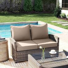 Outsunny Outdoor Chair Cushions Set Of 2/4, Fade Resistant, 24 X 24 In Deep Seat, Patio Cushions For Chair, Sofa, And Outdoor Furniture, Gray - 淺褐色的 - 查看 9