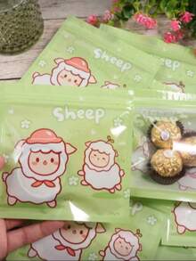 40pcs Sheep Pattern Self-Sealing Baking Bags, Cartoon Candy Cookie Chocolate Packaging Bags Suitable For Holiday Parties - One Size Fits All - View 1