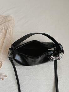 Nuevo bolso de mano de moda impermeable de PU con cierre de cremallera, forma cuadrada, color rojo vino, diseño con colgante decorativo, correa ajustable y desmontable para usar en el hombro/cruzado/asa superior, adecuado para uso diario, compras, trabajo, viajes y fiestas. Regalo perfecto para el Día de San Valentín, Acción de Gracias, Halloween, Navidad - Negro - Ver 10