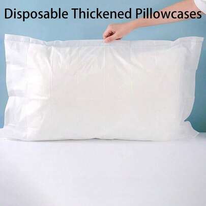 1 cái/10 cái/20 cái vỏ gối dày dặn dùng một lần, thích hợp cho phòng ngủ khách sạn, thẩm mỹ viện, chất liệu vải không dệt, thoáng khí (không bao gồm ruột gối)