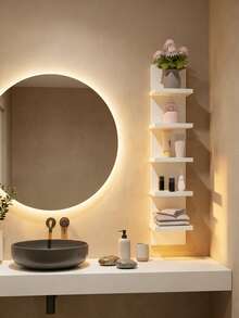 1pc 2026 New 5-Shelf 30.7inch White Modern Floating Shelf - Heavy-Duty Lightweight Plastic Wall-Mounted Storage Rack Display Rack,Easy Installation,Suitable For Small Spaces,Bedroom, Living Room,Bathrooms,Office - & Minimalist Decor(High-Quality PVC Material, Not Wood, Waterproof And Easy To Clean) - Multicolor - View 3