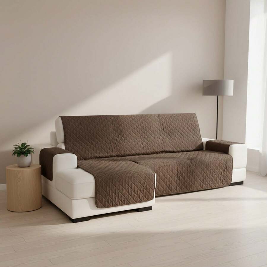 Kiva R&D Normal Chaiselong Sofa Cover Quilted, Various Colors Available - Chaiselong Sofa Cover Sofa Protector With Fit, Comfort And Style - Brown Norway 2 - View 1