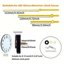 1 Set Quartz Clock Movement DIY Kit, 23mm Shaft Length, Includes 1 Pair Gold Clock Hands, For Repairing, Replacing, Making Wall Clocks & Desk Clocks, Suitable For Home & Office Decor, Great Gift For Clock Enthusiasts - Gold - View 4