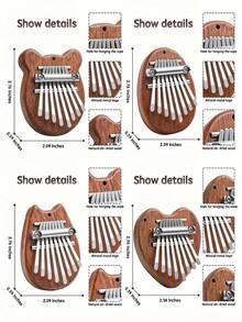 1pc Kalimba Thumb Piano, Wooden Mini Portable Piano, Suitable For Music Lovers, Portable Musical Instrument Pendant, Suitable For 14 Years Old And Above, No Power Source Required, Home Entertainment Item, Party, Birthday, Holiday Gift - Multicolor - View 3