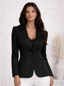 Elegant Blazer With Shoulder Pads – Sophistication And Structure, Tailored And Lined - Black - View 1