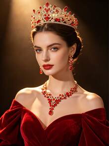 4pcs Elegant & Luxurious Rhinestone Crown Headpiece Set, Bridal Wedding Tiara, Women's Party Event Hair Accessories - Multicolor - View 2