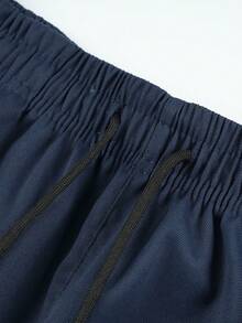 2pcs/Set Men's Khaki Casual Shorts, Drawstring Elastic Waist Multi-Pocket Summer Shorts Sports - Multicolor - View 8