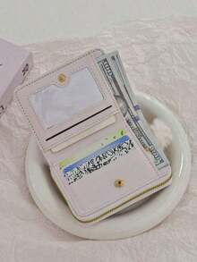 New Bunny Design Women Short Trifold Zipper Wallet Business Casual Woman Card Gifts Essentials Items Women Wallet Purse Wallet Small Wallet Cute Wallet - Hồng - Xem 3