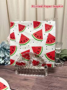 20pcs Cute Watermelon Party Napkins,Soft,Well Print,13*13inch,2-Ply,Summer Party Supplies;Printed Paper Tissues For Outdoor Party,Watermelon Fruit Themed Party,Picnic Restaurant Home Party,Birthday,Holiday&Festive Party Napkins - Color - View 5