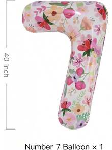 Globos de flores de 40 pulgadas con número 4 para decoración de fiesta de jardín de 4 años, accesorios para fotos de 4 años, número 4 - flor (flor 7) - Ver 3