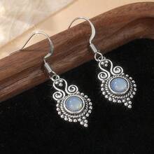 Vintage handgefertigte geschnitzte spiralförmige runde Ohrringe, Kupferschmuck, Retro-Schmuck für Frauen zu Feiertagen, kreative Alltagsgeschenke - Silber - Übersicht 5